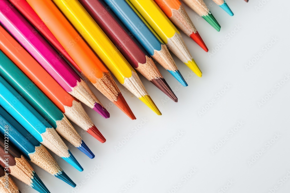 Arrangement of colored pencils isolated on white background Arrangement of colored pencils isolated on white background