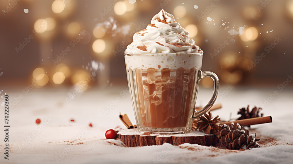 Mocha mousse Hot Chocolate, luxurious cup of hot chocolate topped with whipped cream and a sprinkle of cinnamon evokes the cozy warmth of the holiday season Mocha mousse Hot Chocolate, luxurious cup of hot chocolate topped with whipped cream and a sprinkle of cinnamon evokes the cozy warmth of the holiday season