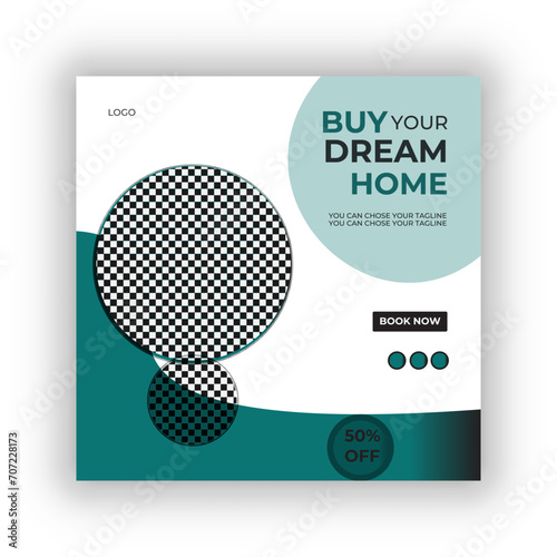 Social media post and modern luxury ad design template for home sale