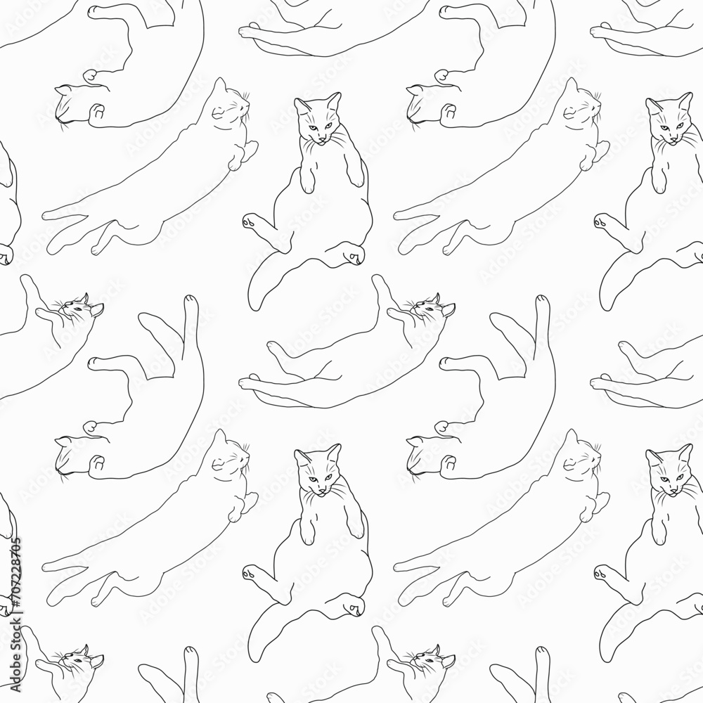 Vector pattern outline of cats in different poses Vector pattern outline of cats in different poses