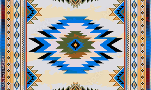 Native American tribal fabric pattern, geometric pattern, Aztec tribal textile, Navajo pattern, Mexican fabric seamless pattern.