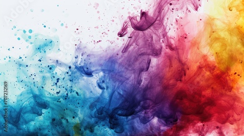Colorful ink in water on white background. Abstract background for design photo