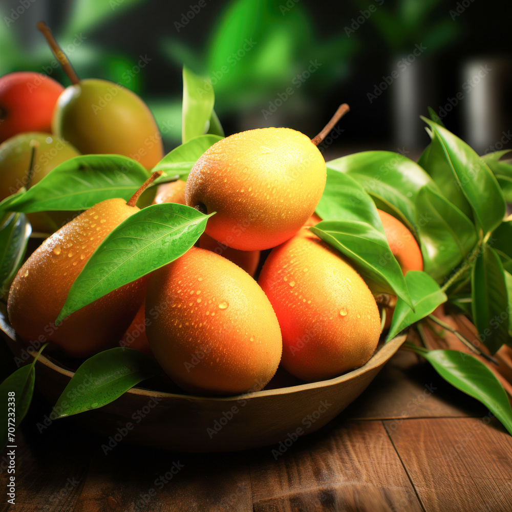 fresh ripe mangoes on tree branch fresh ripe mangoes on tree branch