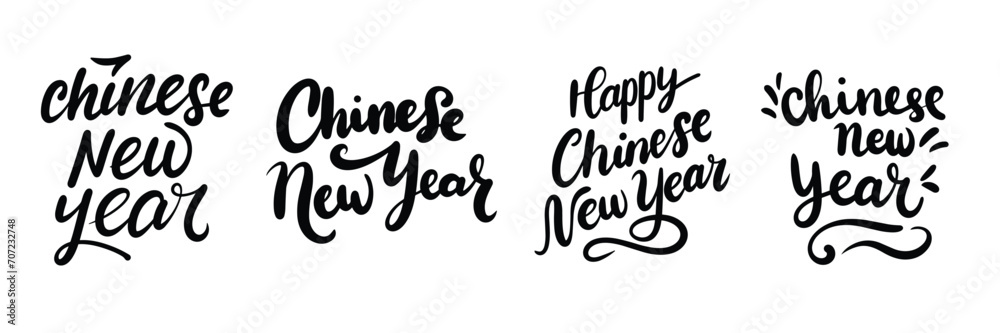 Collection of text banners 
Chinese New Year. Handwriting inscriptions set Chinese New Year. Hand drawn vector art.