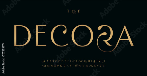 Modern premium alphabet, elegant golden letters with sophisticated tail for luxury fashion logo, stylish monogram, ornate headline, refined typography, royal typographic design. Vector typeset.