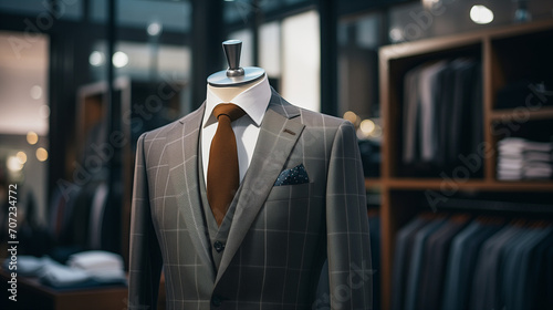closeup A Classic Suit in a Clothing Store, Ai generated image photo