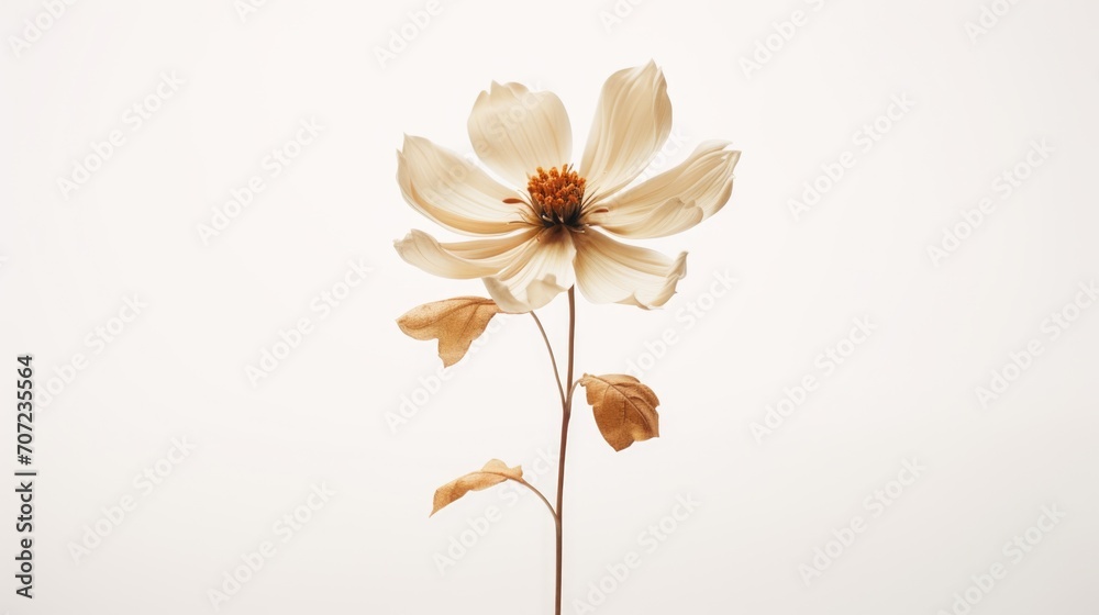 Beautiful dry flowers on white background. Flat lay, top view.