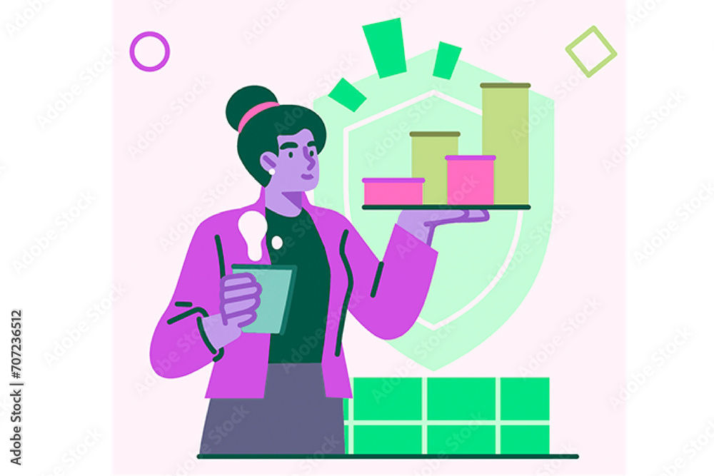 Concepts illustrations Protection Security of CartoonS Character with Shield Graph Umbrella People Puzzle Connection Concepts illustrations Protection Security of CartoonS Character with Shield Graph Umbrella People Puzzle Connection