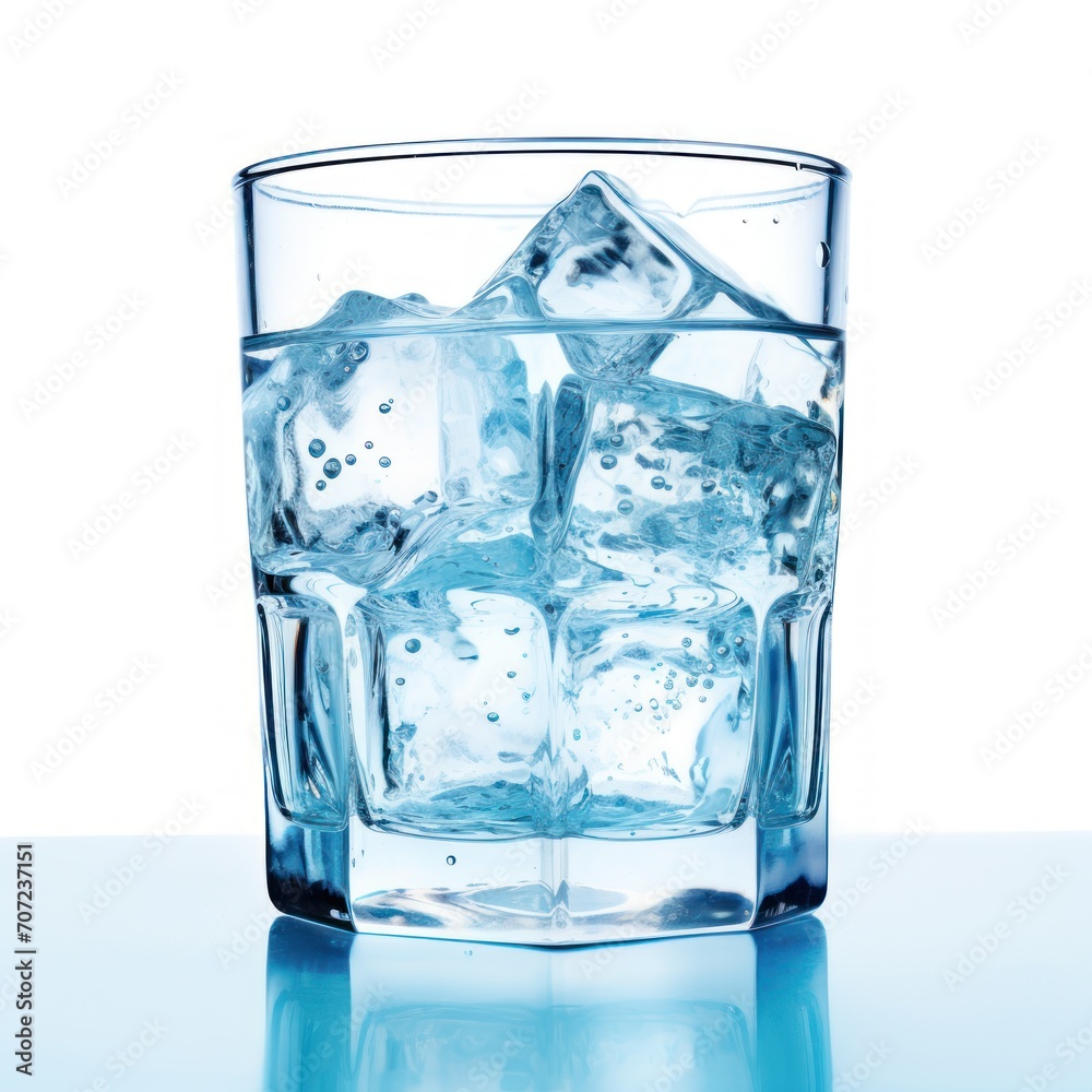 ice cubes in the glass on white background ice cubes in the glass on white background