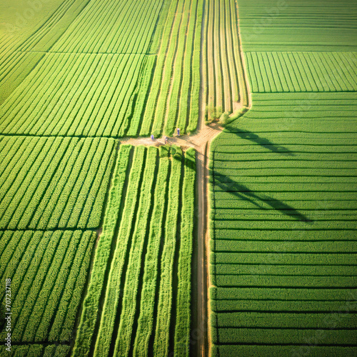 Top view of green agriculture field