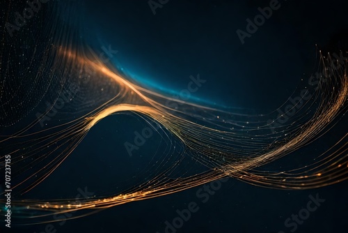 Data technology illustration depicting an abstract futuristic background with a wave of connecting dots and lines