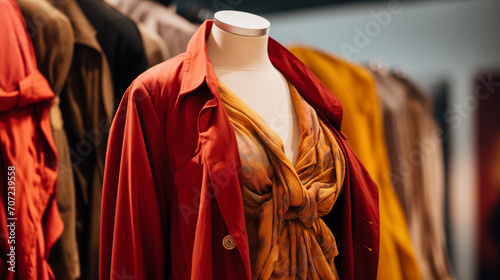 closeup woman's clothes on display, Ai generated image 