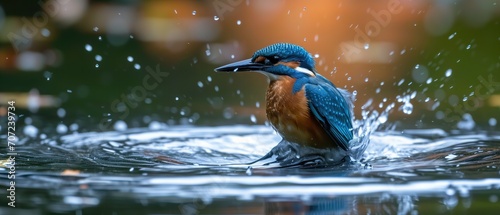 A Female Kingfisher Emerges From The Water After A Missed Fish Catch. Сoncept Bird Photography, Kingfisher In Action, Wildlife Moments, Aquatic Life, Hunting Birds