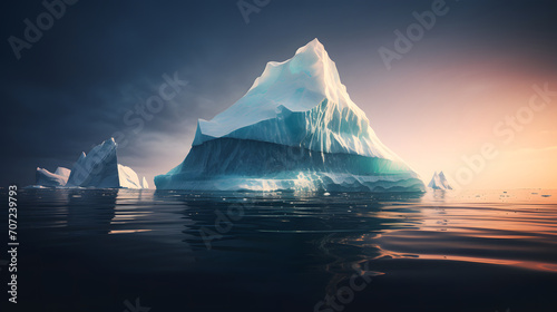 Icebergs in the artic sea, arctic landscape and seascape