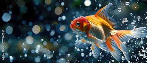 A Vibrant Goldfish Creates A Mesmerizing Splash, Full Of Life And Energy. Сoncept Water Reflections, Underwater Photography, Marine Life, Splash Photography, Nature's Beauty © Ян Заболотний