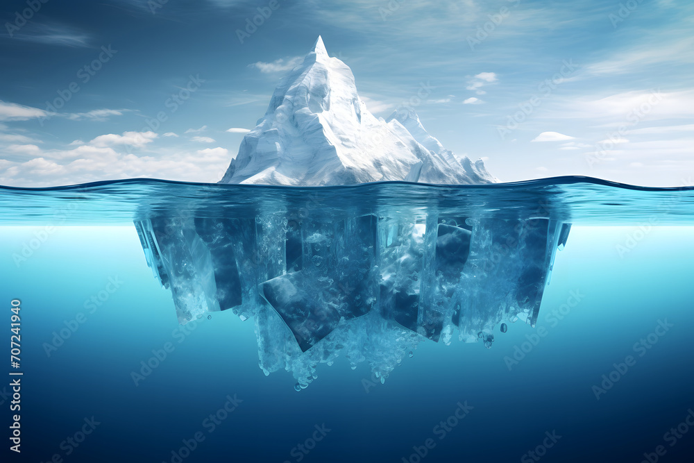 Majestic Iceberg: Unveiling the Hidden Threat  (Hidden Danger And Global Warming Concept)