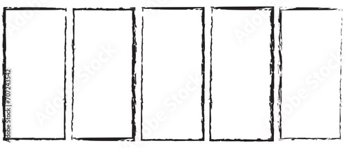 Grunge square and rectangle frame, Ink empty black boxes set. Rectangle borders collections. Rubber square stamp imprint. Vector illustration isolated on white background