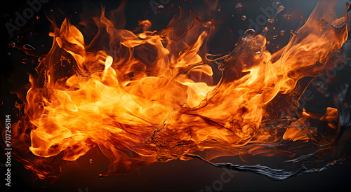 Fire flames isolated on black background. Abstract blaze fire flame texture background. 3d rendering