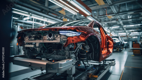 Wallpaper Mural Luxury car plant with robots and craftsmen monitors on production and cybersecurity Torontodigital.ca