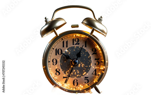Countdown to New Year: Isolated Midnight Clock Striking Twelve Isolated on Transparent Background PNG.