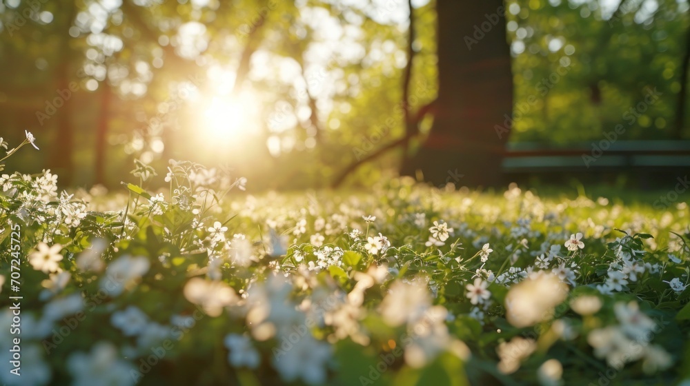 Capture the tranquility of a yoga session amidst blooming nature.