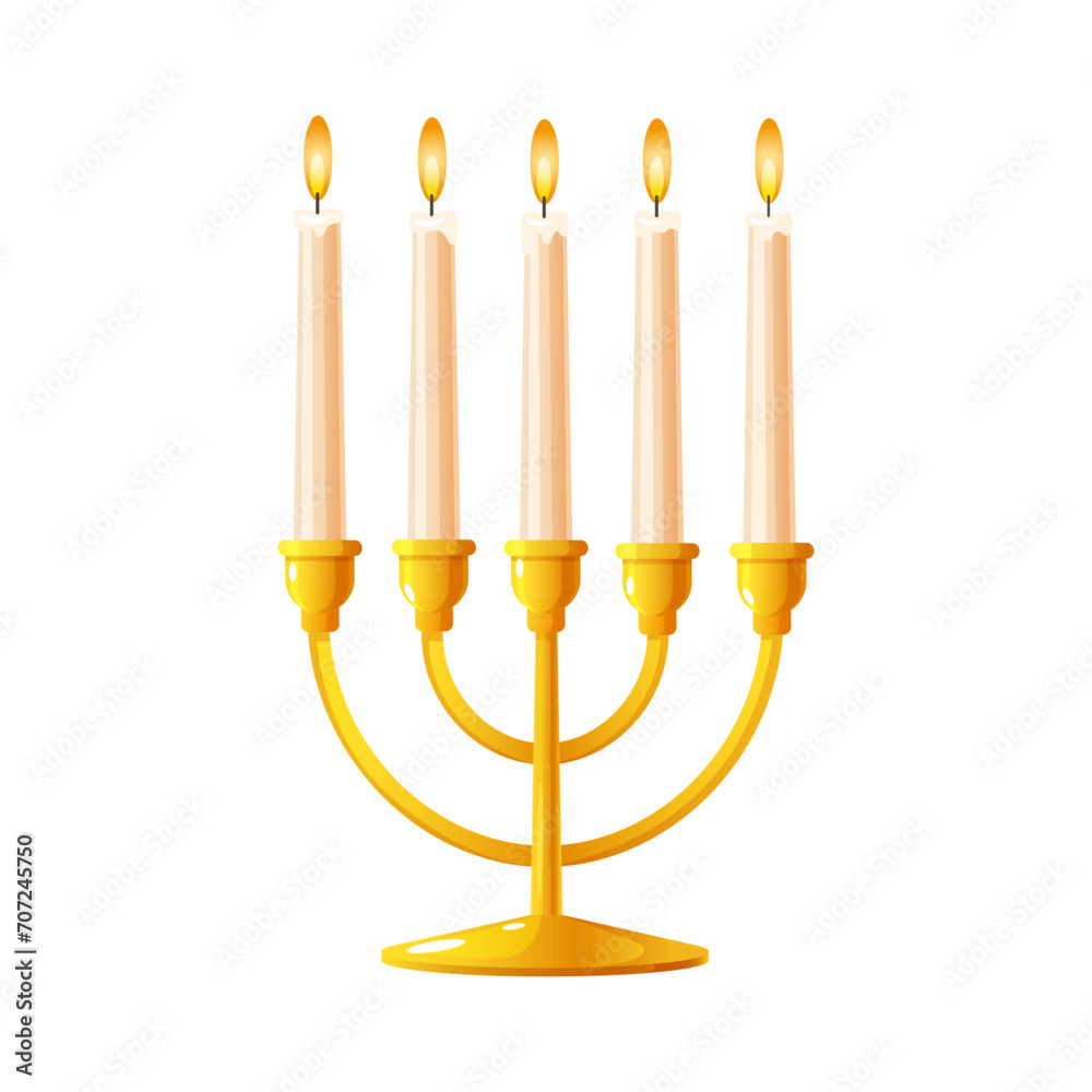 Candlestick with burning candles isolated on a white background
