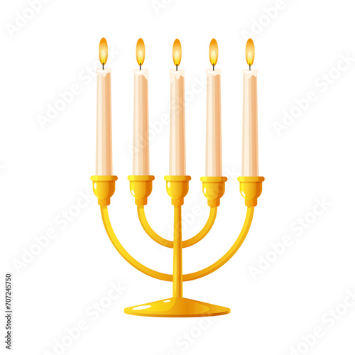Candlestick with burning candles isolated on a white background
