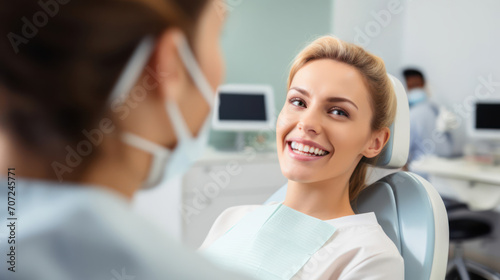 Dental hygienist educating patient assuring a thorough and caring experience