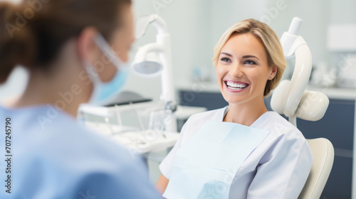 Dental hygienist in modern clinic delivering professional and reassuring care