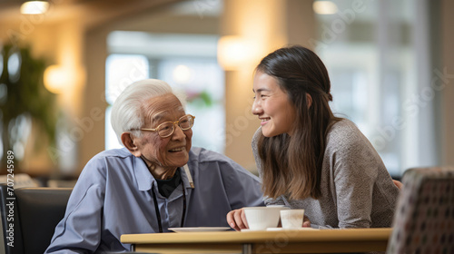 Skilled geriatrician in care center exemplifying warmth in caring for older adults photo
