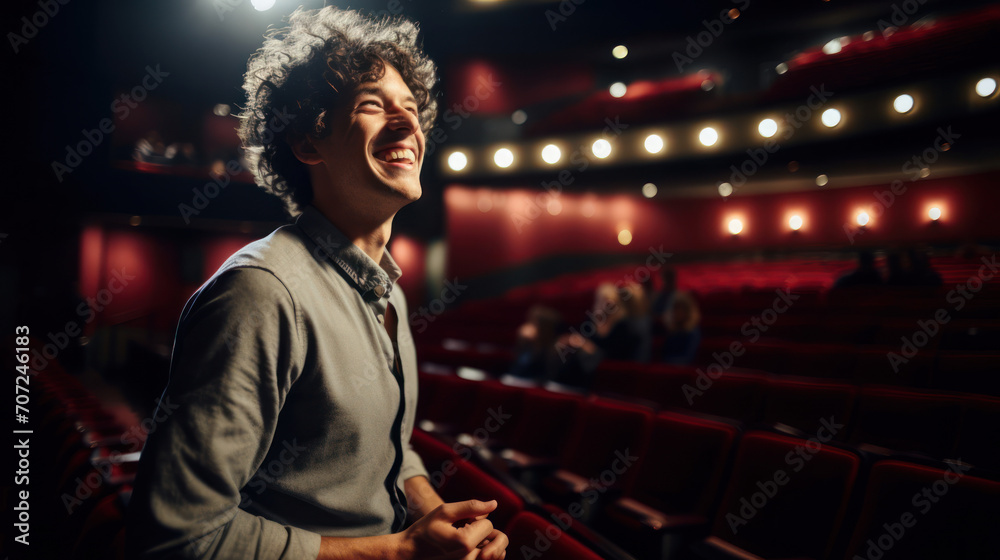 Joyful theater instructor engaging students in the art of dramatic expression Joyful theater instructor engaging students in the art of dramatic expression