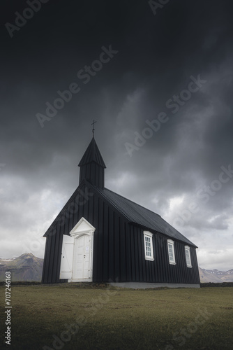 Obraz na płótnie Black Church Iceland w salonie