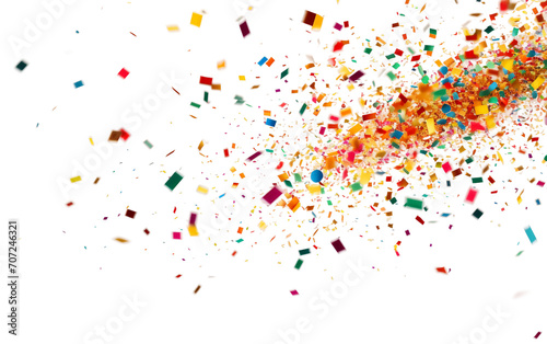 Celebratory Multicolored Confetti Burst for New Year's Isolated on Transparent Background PNG.