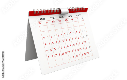 Standalone Presentation of New Year Calendar Page Isolated on Transparent Background PNG.