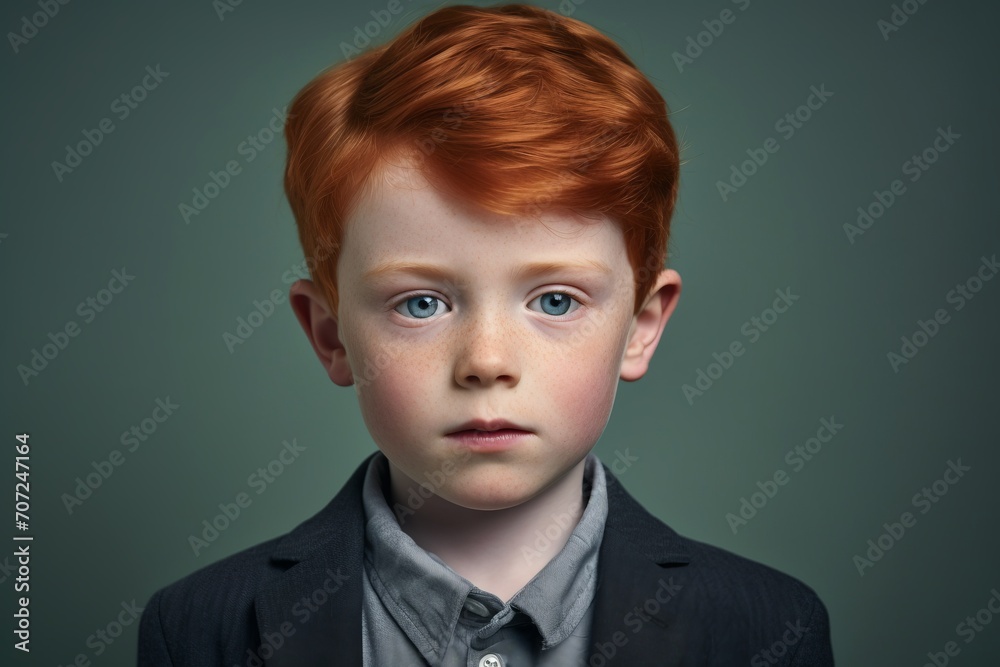 Portrait of a red-haired boy with freckles on his face Portrait of a red-haired boy with freckles on his face