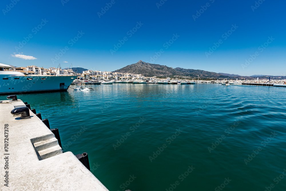 Sea boardwalk view, Andalusia, Southern Spain, fine weather and climate for travelers and tourists