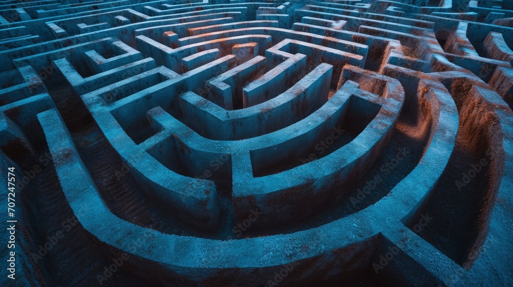 Create visual representations of a maze the complex journey, Close up view Create visual representations of a maze the complex journey, Close up view