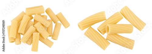 Panel kuchenny z motywem raw italian tortiglioni pasta isolated on white background with  full depth of field. Top view. Flat lay