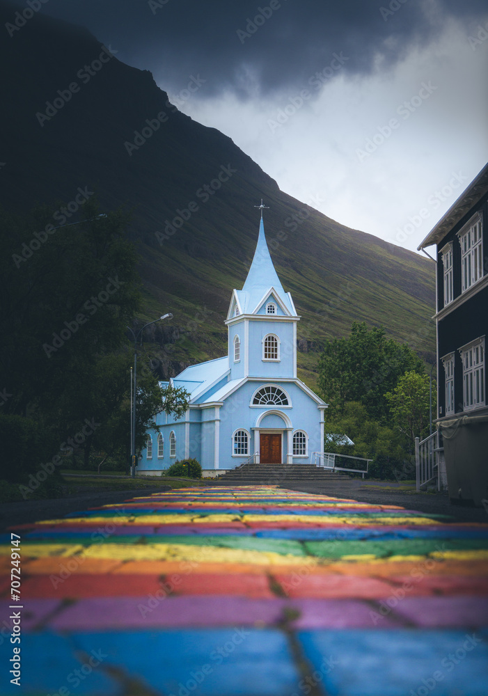 Rainbow Road Church Iceland