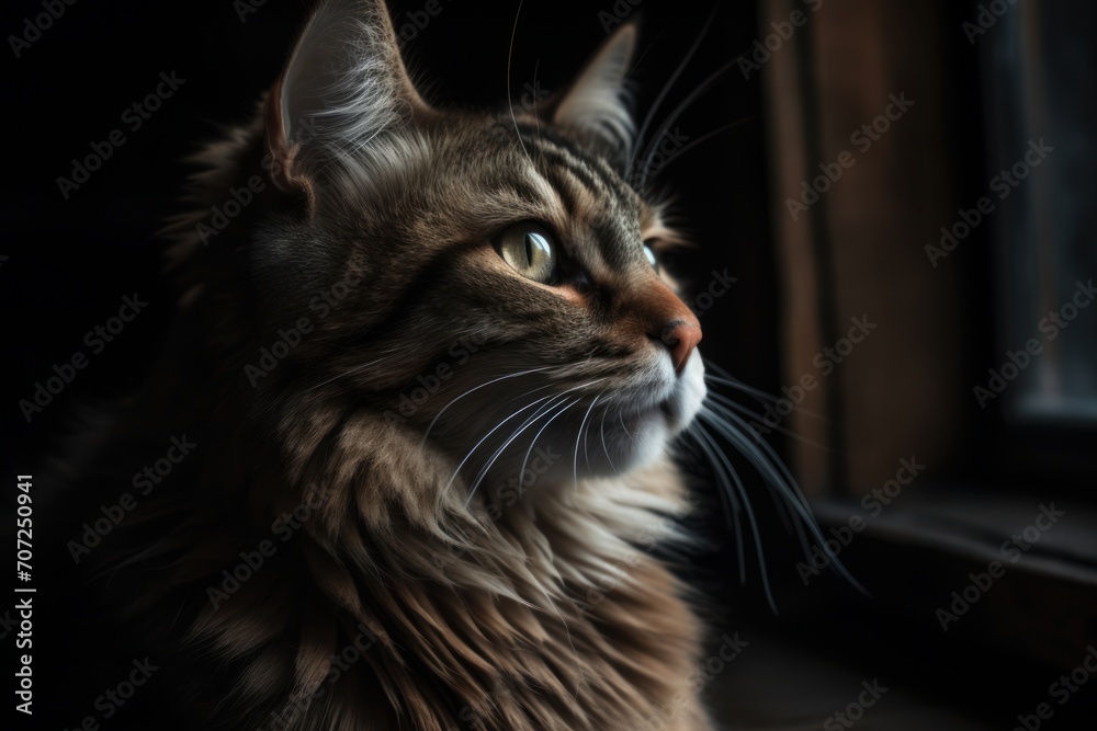 Portrait of a cute cat looking away