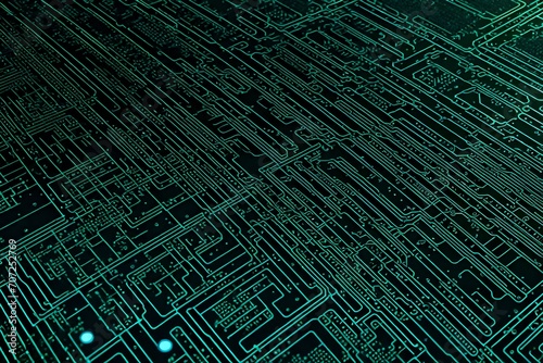 A seamless texture of circuit board patterns, with intricate lines, nodes, and solder points, suitable for digital backgrounds or futuristic designs.