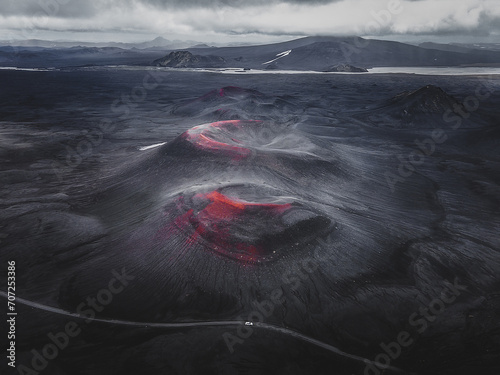 Obraz na płótnie Aerial Red Craters in Landmannalaugar Iceland w salonie