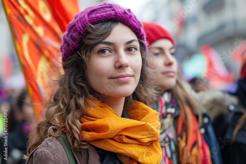 Young woman at a demonstration to fight for equal rights 