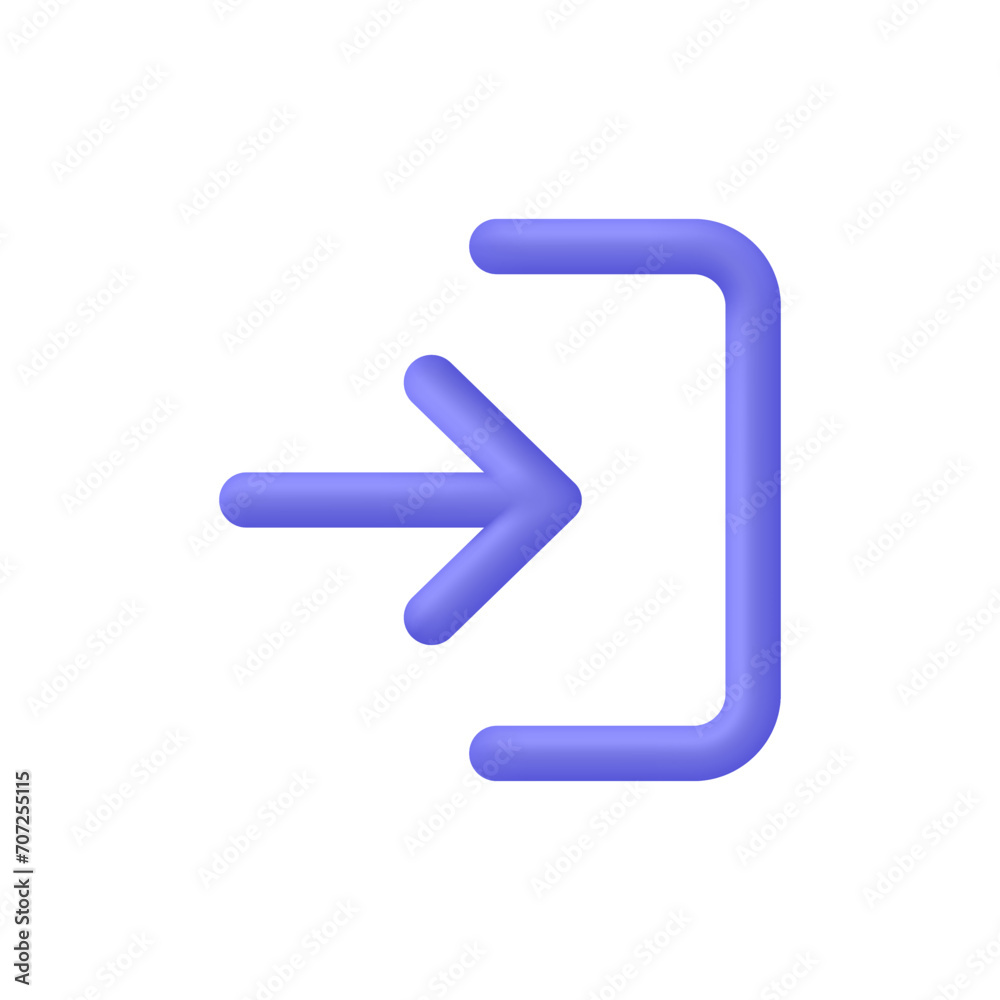 3D Entrance icon. Sing in concept. Trendy vector in 3d style 3D Entrance icon. Sing in concept. Trendy vector in 3d style