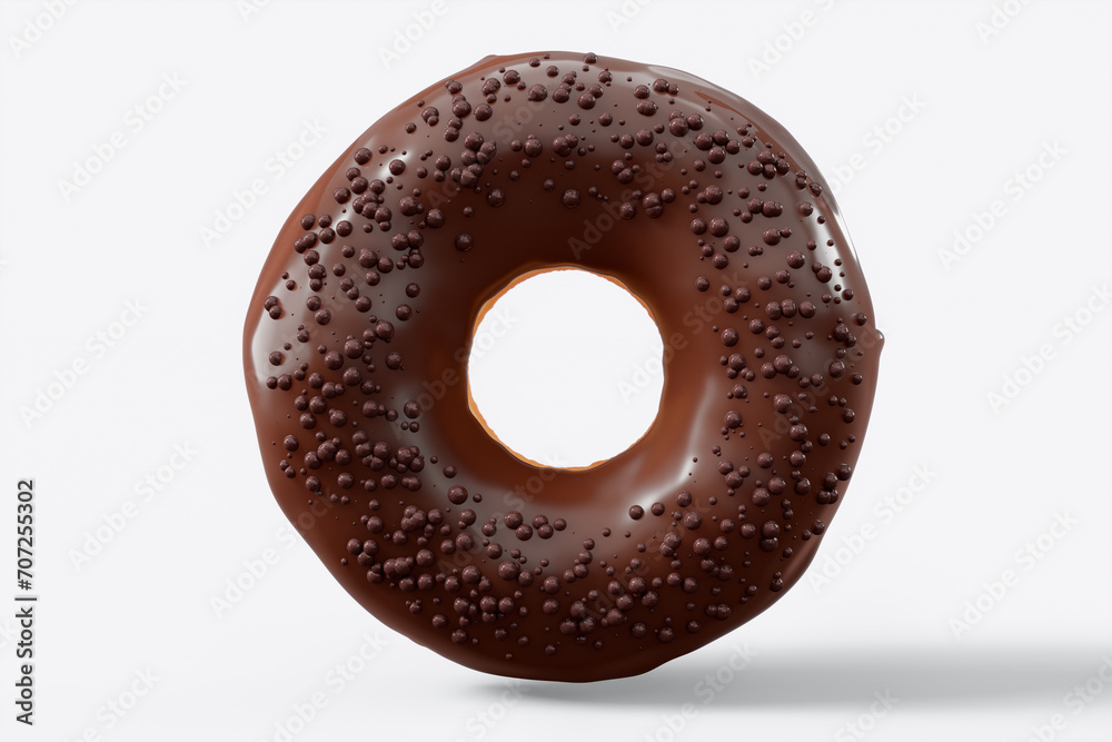 Chocolate glazed donut with sprinkles on a white background Chocolate glazed donut with sprinkles on a white background