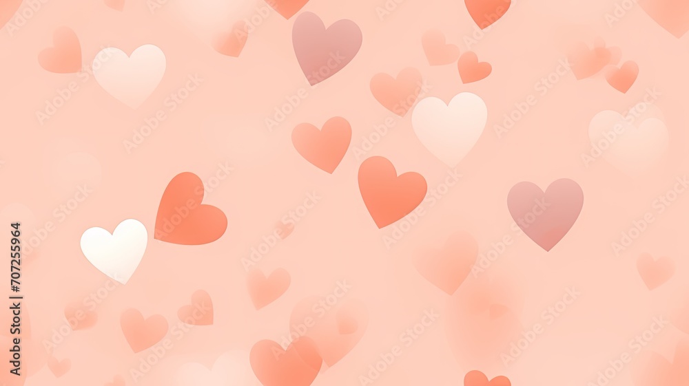 a pontone peach fuzz-colored background, a composition in a minimalist modern style, focusing on the simplicity and elegance of the heart elements against the soft . SEAMLESS PATTERN.