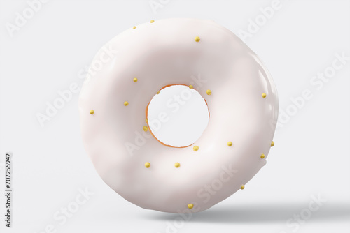 Chocolate glazed donut with sprinkles on a white background