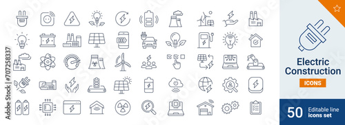 Electric icons Pixel perfect. Energy, battery, home, ....