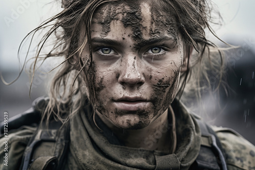 Weiblicher Soldat im Kampfeinsatz