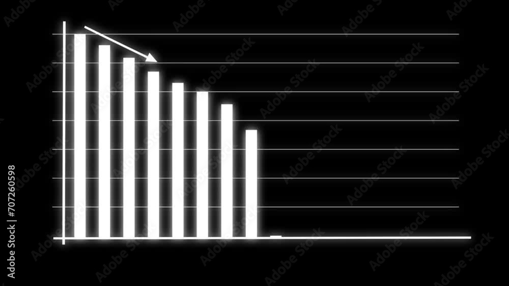 Abstract decreasing business graph chart animation background   